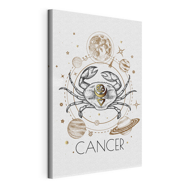Stampa su tela Segno zodiacale del Cancro con pianeti e stelle