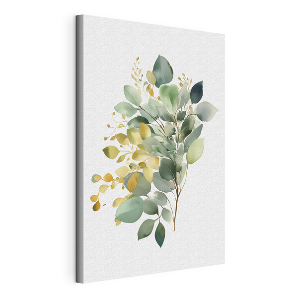 Stampa su tela Acquerello raffigurante un ramo con foglie