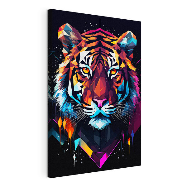Tigre dai colori vivaci con baffi bianchi Stampa su tela Tigre dai colori vivaci con baffi bianchi