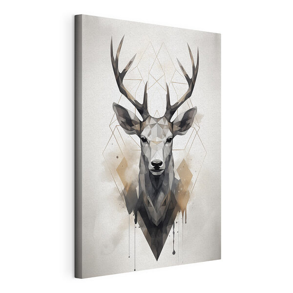 Cervo in stile low poly con corna Stampa su tela Cervo in stile low poly con corna