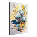 Stampa su tela Arte floreale astratta con sfumature blu