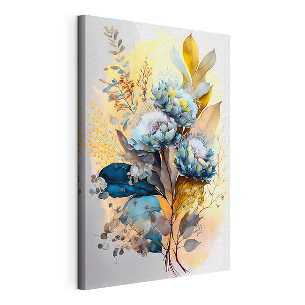 Stampa su tela Arte floreale astratta con sfumature blu
