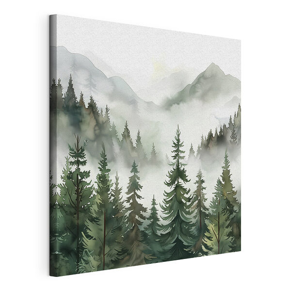Stampa su tela Foresta avvolta dalla nebbia con vista sulle montagne (COD: s38139) Stampa su tela Stampa su tela Foresta avvolta dalla nebbia con vista sulle montagne (COD: s38139)