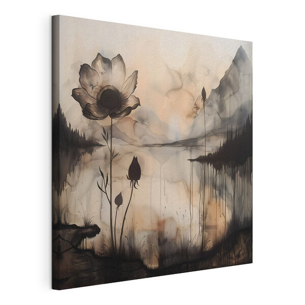 Stampa su tela Fiore bianco e nero