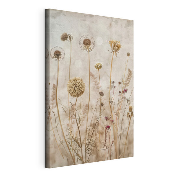 Fiori selvatici essiccati su uno sfondo tenue Stampa su tela Fiori selvatici essiccati su uno sfondo tenue