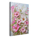 Stampa su tela Dipinto con fiori rosa e bianchi a texture