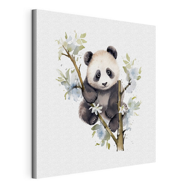 Stampa su tela Un panda su un ramo di un albero