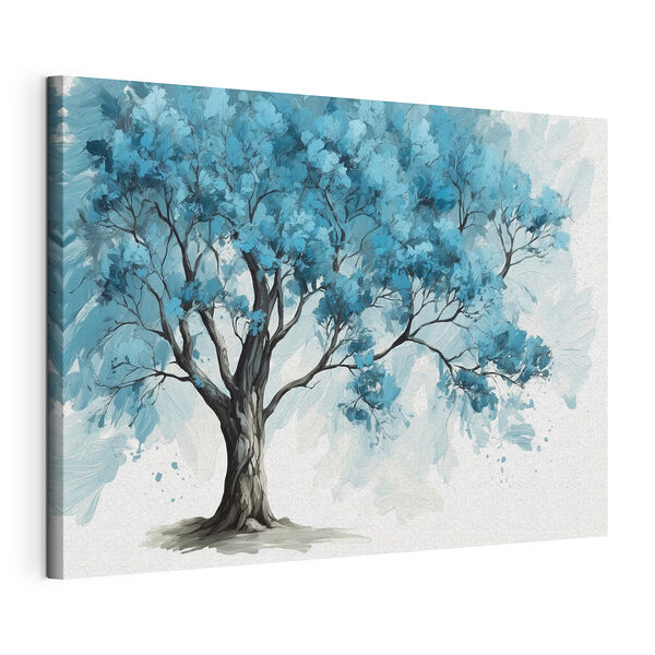 Stampa su tela Albero con foglie blu