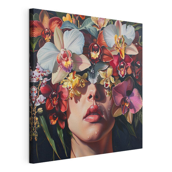 Dipinto raffigurante una donna con dei fiori tra i capelli Stampa su tela Dipinto raffigurante una donna con dei fiori tra i capelli