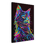 Stampa su tela Gatto colorato su sfondo nero