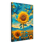 Stampa su tela Girasole con foglie blu e gialle