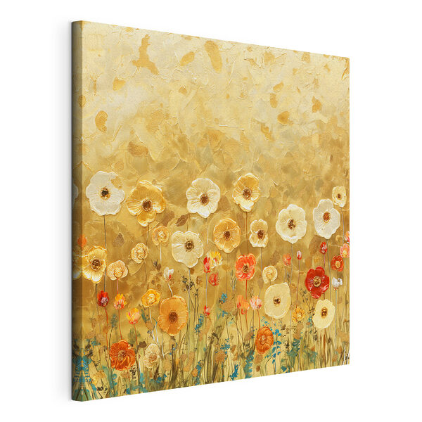Stampa su tela Dipinto di fiori su una parete