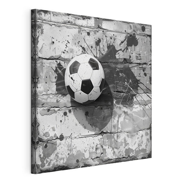 Stampa su tela Pallone da calcio contro un muro di mattoni
