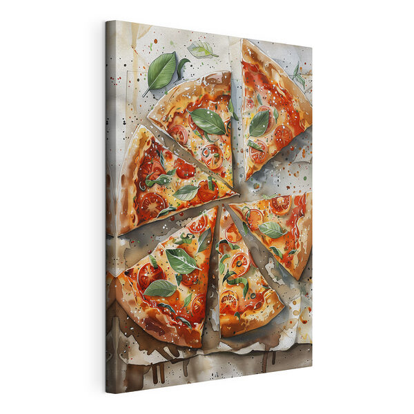 Stampa su tela Pizza con pomodori e basilico