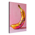 Stampa su tela Una banana colorata a forma di specchio su uno sfondo rosa