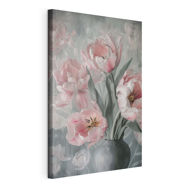 Stampa su tela Tulipani rosa in una fioritura artistica