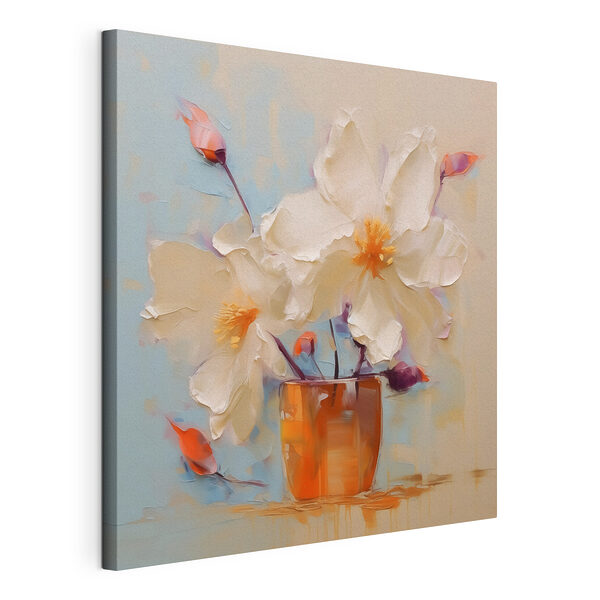 Stampa su tela Dipinto raffigurante dei fiori in un vaso