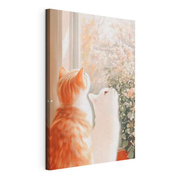 Due gatti che guardano fuori dalla finestra Stampa su tela Due gatti che guardano fuori dalla finestra
