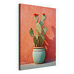 Stampa su tela Cactus in vaso appoggiato al muro