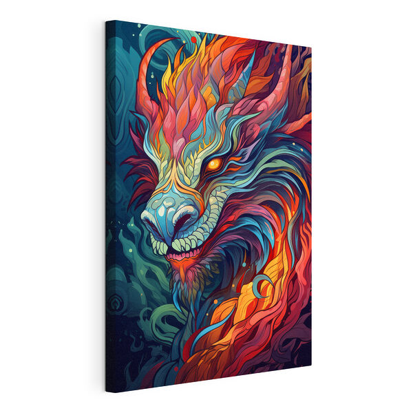 Stampa su tela Un'opera d'arte colorata raffigurante un drago
