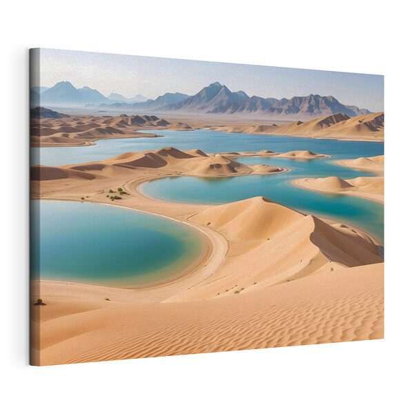 Stampa su tela Deserto con acqua e montagne sullo sfondo