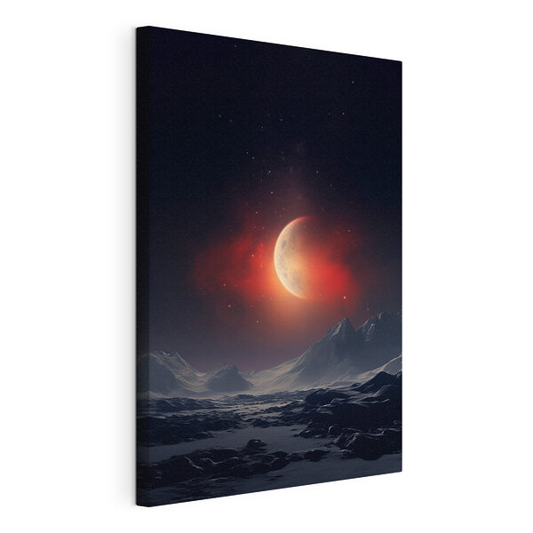 Stampa su tela La luna nel cielo sopra le montagne