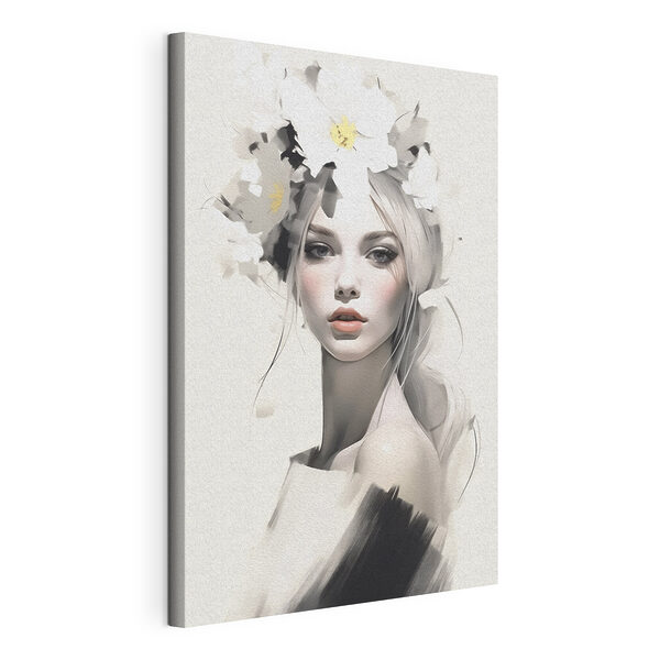 Donna con dei fiori tra i capelli Stampa su tela Donna con dei fiori tra i capelli
