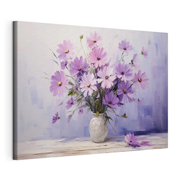 Stampa su tela Dipinto raffigurante dei fiori in un vaso