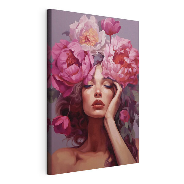 Donna con dei fiori sulla testa Stampa su tela Donna con dei fiori sulla testa