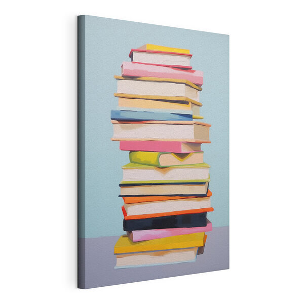 Stampa su tela Pila di libri su un tavolo