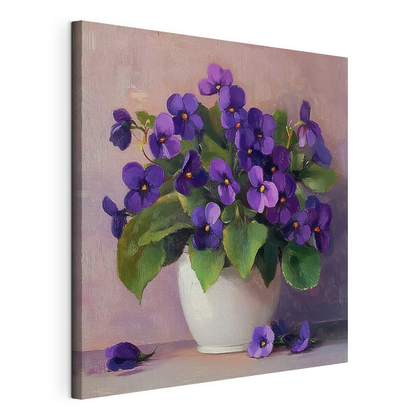 Stampa su tela Vaso con fiori viola