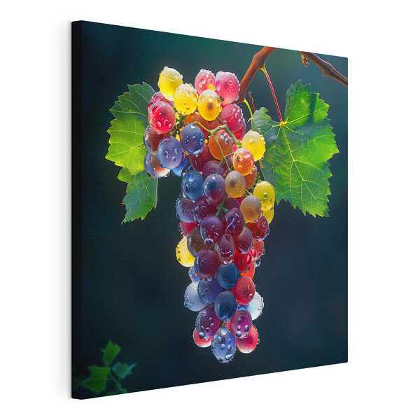 Grappolo d'uva colorato con goccioline d'acqua Stampa su tela Grappolo d'uva colorato con goccioline d'acqua