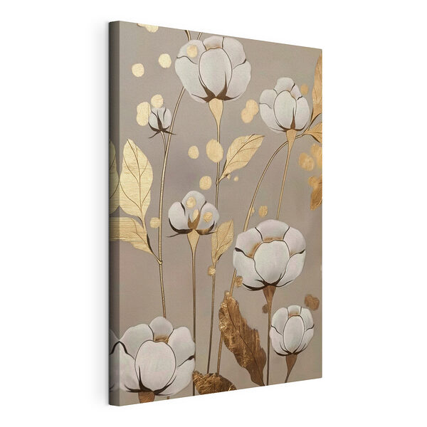 Stampa su tela Dipinto di fiori e foglie