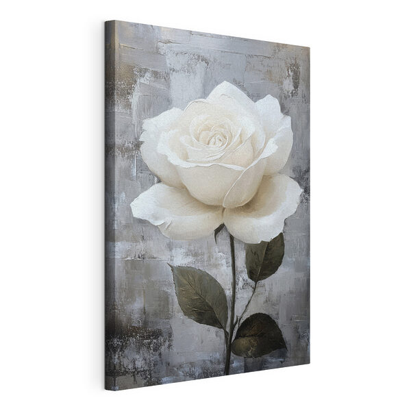 Stampa su tela Dipinto raffigurante una rosa bianca