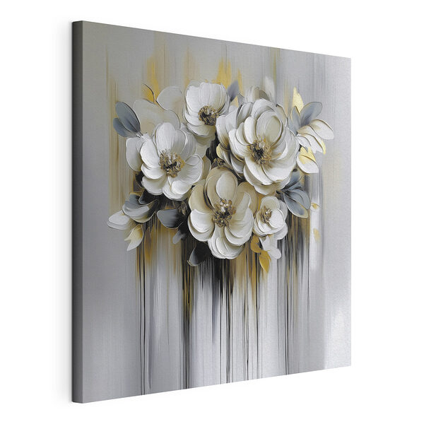 Stampa su tela Dipinto di fiori su sfondo bianco