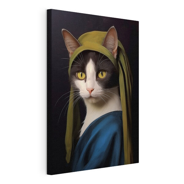 Stampa su tela Gatto con un cappello verde