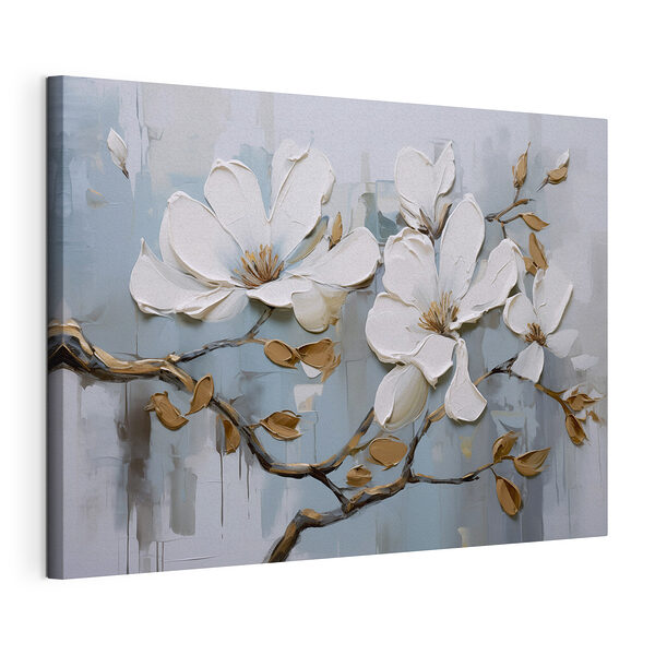 Dipinto raffigurante fiori bianchi su un ramo Stampa su tela Dipinto raffigurante fiori bianchi su un ramo
