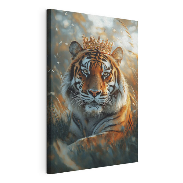 Tigre con una corona Stampa su tela Tigre con una corona