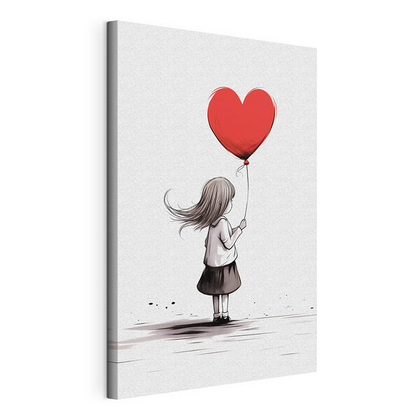 Stampa su tela Ragazza con in mano un palloncino a forma di cuore