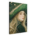 Stampa su tela Donna con un cappello verde