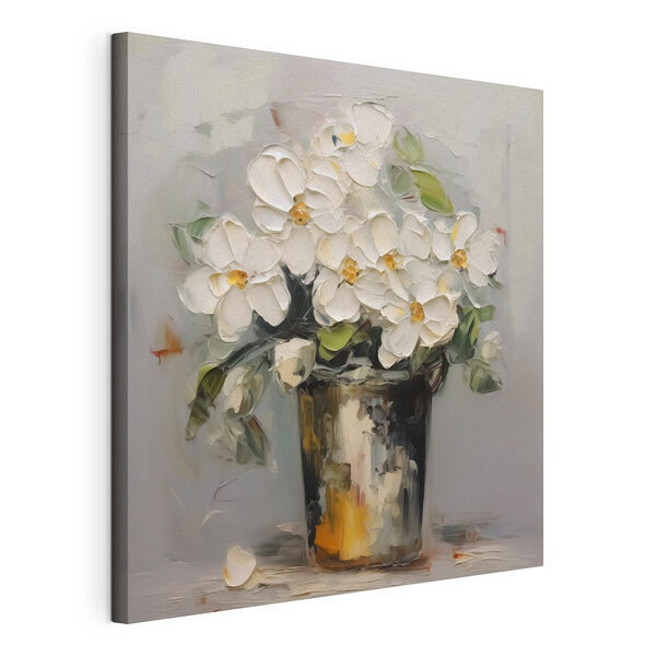 Dipinto raffigurante dei fiori in un secchio Stampa su tela Dipinto raffigurante dei fiori in un secchio