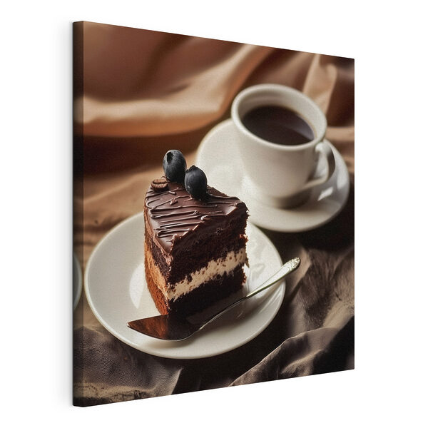 Una fetta di torta e una tazza di caffè Stampa su tela Una fetta di torta e una tazza di caffè