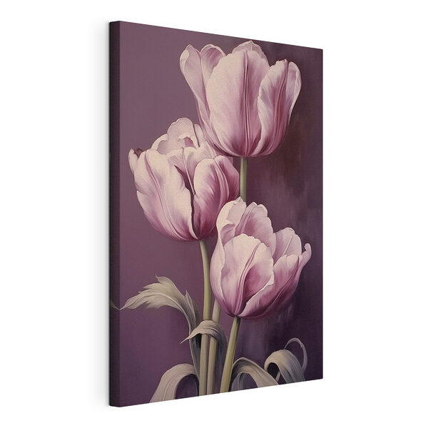 Stampa su tela Dipinto raffigurante tulipani rosa
