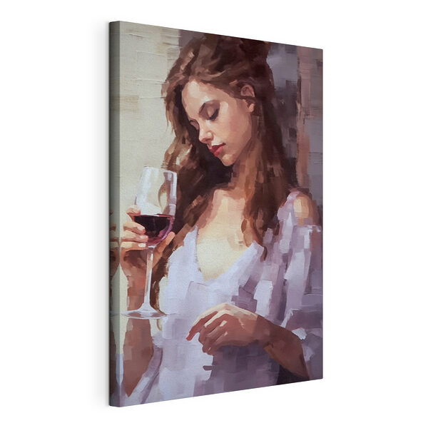 Stampa su tela Donna con un bicchiere di vino in mano