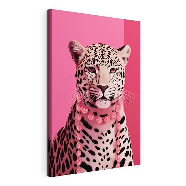 Stampa su tela Leopardo con una collana
