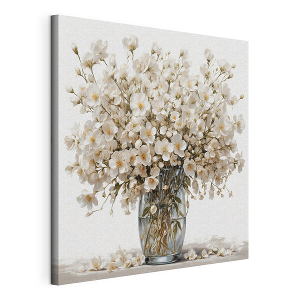 Stampa su tela Vaso con fiori bianchi