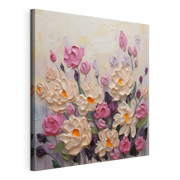 Stampa su tela Dipinto di fiori e foglie