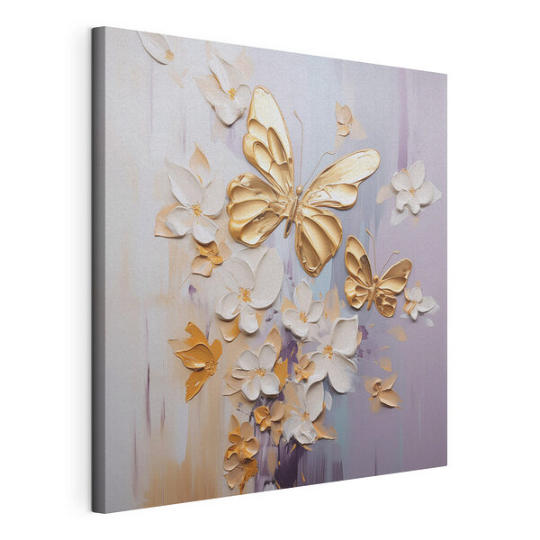Dipinto raffigurante farfalle e fiori Stampa su tela Dipinto raffigurante farfalle e fiori