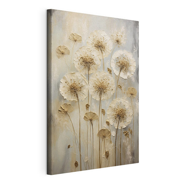 Dipinto di fiori su una superficie grigia Stampa su tela Dipinto di fiori su una superficie grigia