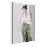Stampa su tela Donna con camicia bianca e gonna verde